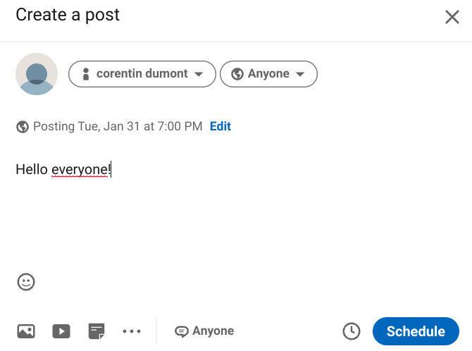 schedule a LinkedIn post